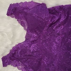 Revamped purple lace V-neck fitted corset blouse top Size small.